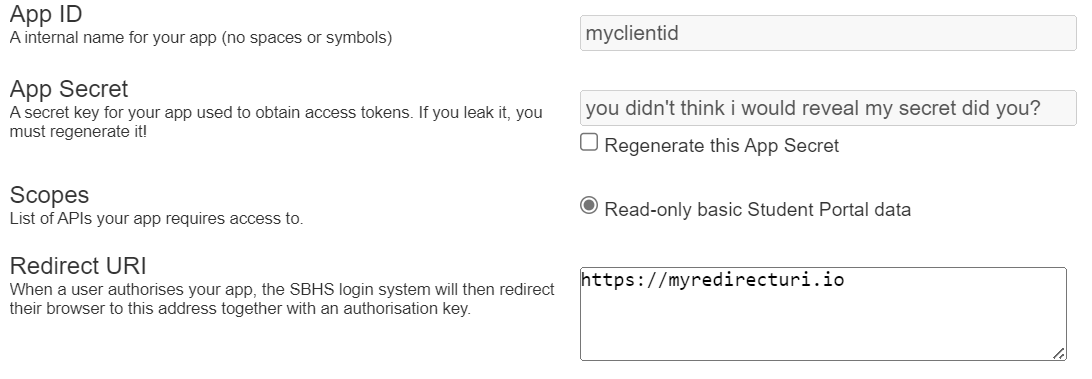 OAuth setup dashboard